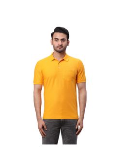 Park Avenue - Slim Fit Solid Medium Yellow Polo T-Shirt