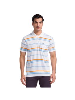 Park Avenue - Slim Fit Striped White Polo T-Shirt