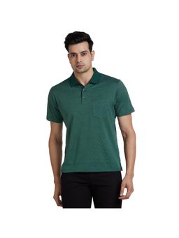 Park Avenue - Slim Fit Printed Fancy Green Polo T-Shirt