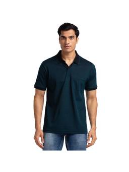 Raymond - Contemporary Fit Solid Teal Polo T-Shirt