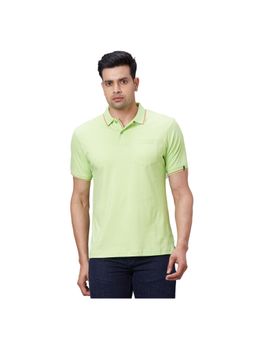 Raymond - Regular Fit Solid Medium Green Polo T-Shirt