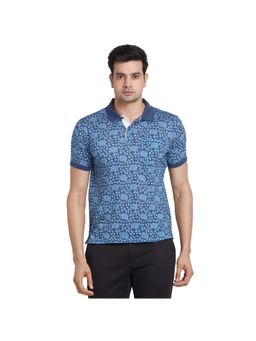 Raymond - Contemporary Fit Printed Dark Blue Polo T-Shirt