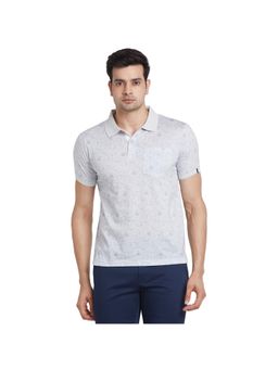 Raymond - Contemporary Fit Printed Light Grey Polo T-Shirt