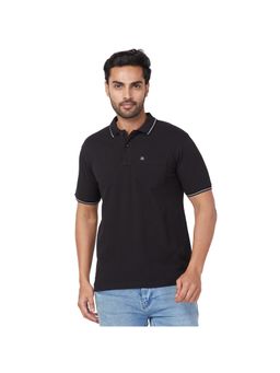Raymond - Slim Fit Solid Black Polo T-Shirt