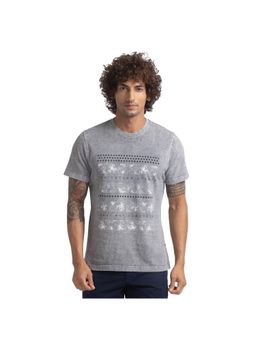 Parx - Regular Fit Graphic Print Medium Grey T-Shirt