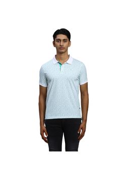 Parx - Regular Fit Printed White Polo T-Shirt