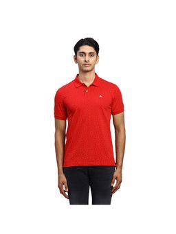 Parx - Regular Fit Printed Medium Red Polo T-Shirt