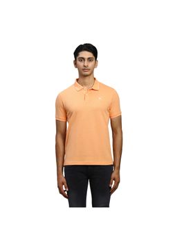 Parx - Regular Fit Self Design Light Orange Polo T-Shirt