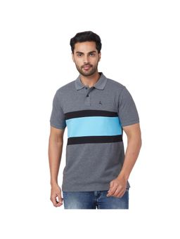 Parx - Regular Fit Cut & Sew Dark Grey Polo T-Shirt