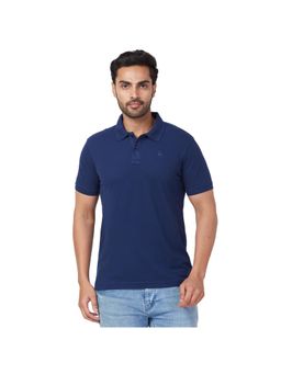 Parx - Regular Fit Solid Dark Blue Polo T-Shirt