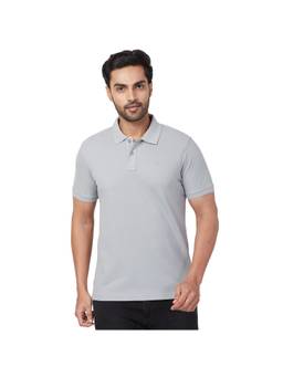 Parx - Regular Fit Solid Light Grey Polo T-Shirt