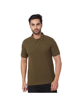 Parx - Regular Fit Solid Fancy Olive Polo T-Shirt