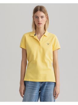 GANT - Womens Solid Yellow Polo T-Shirt
