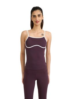 Hunnit - Women Burgundy Stretchable Inbuilt Padded Cups Spaghetti Top