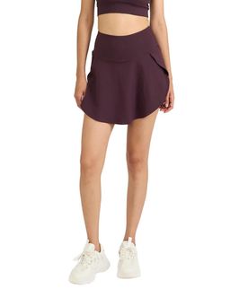 Hunnit - Women's Burgundy Stretchable Skorts with 2 Side Pockets Inbuilt Shorts