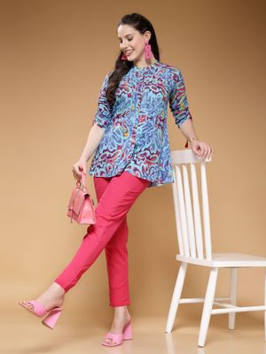 Indibelle Cotton Abstract Print A-Line Kurti