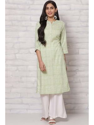 Rangriti Olive Green Viscose Rayon Straight Kurta