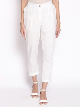 Aurelia - White Solid Trousers