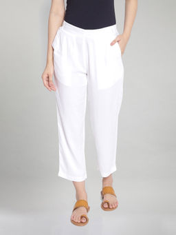 Aurelia - White Solid Trousers