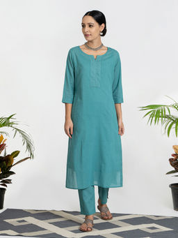 Akiso - Zari Work On Blue Suit (Set of 3)