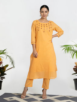 Akiso - Mirror Work On Orange Suit (Set of 3)