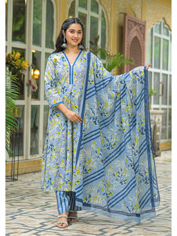 Aravalii - Blue Breeze Anarkali Kurta Pant and Dupatta