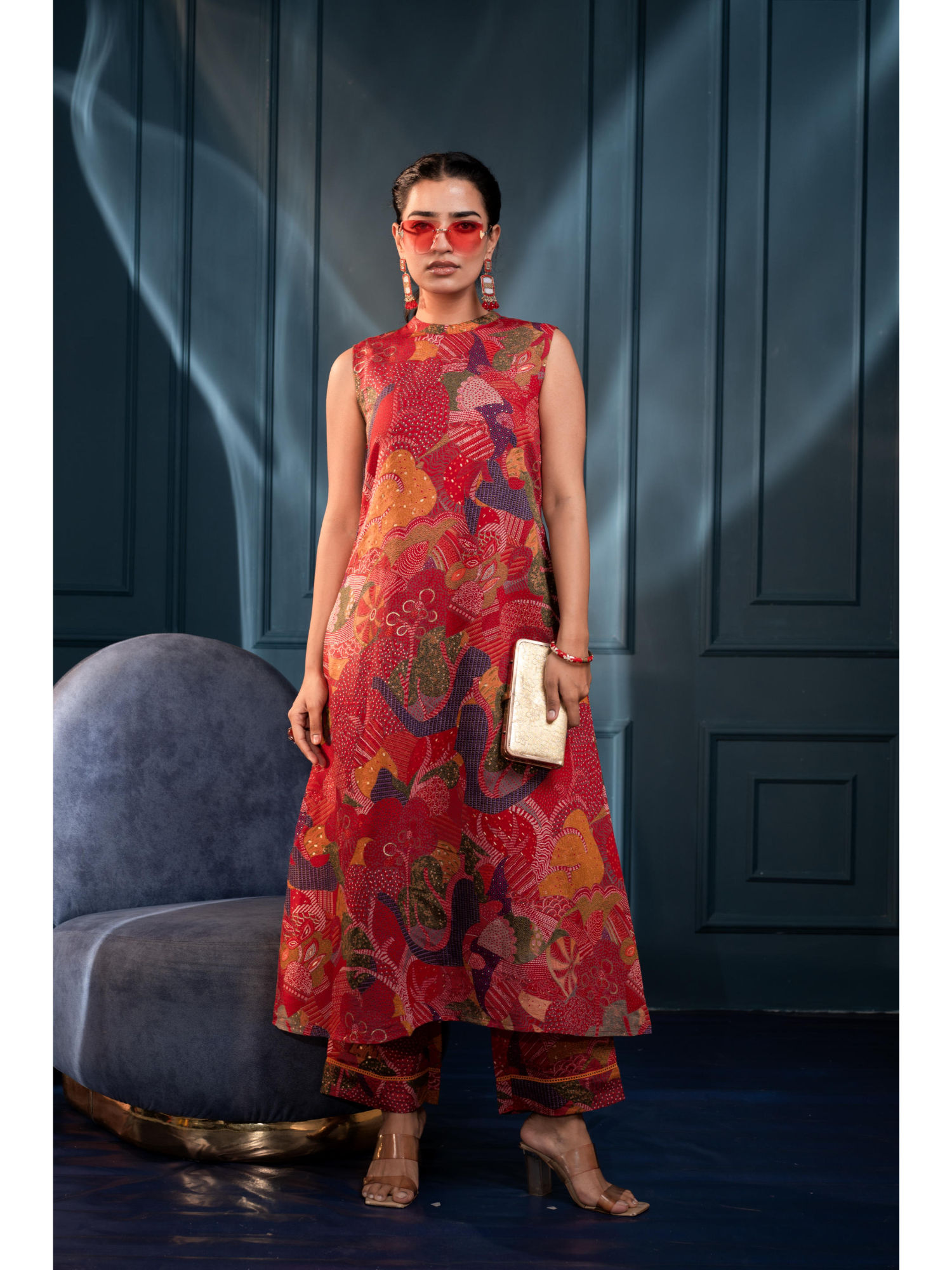 juniper Women Red Floral Cotton Co-Ord Set-picture-13