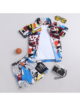 Taffy - Patch Work Shirt with attached T-Shirt & Short Multi-Color (Set of 2)