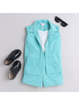 Taffy - Kids Singlet Playsuit with Sleeveless Jacket Co-Ord Aqua (Set of 2)