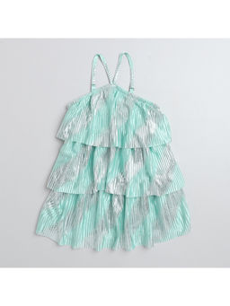 Taffy - Foil Printed Layered Party Dress Green