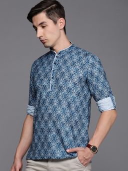 Manyavar - Blue Full Sleeves Short Kurta