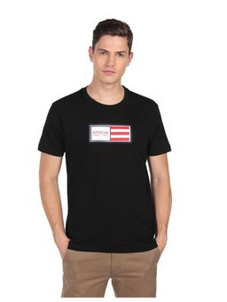 Arrow - Sports Men Black Crew Neck Brand Print Cotton T-Shirt