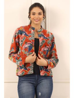 SAY - Women's Rust Printed Polyester Jacket