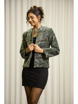 SAY - Women's Green Printed Polyester Jacket