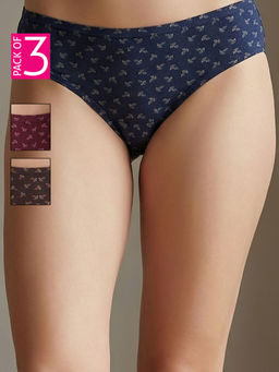 Clovia - Printed Medium Waist Inner Elastic Hipster Panties (Pack of 3)