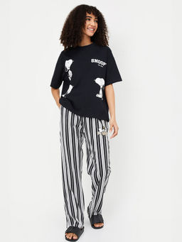 max - Women Snoopy Print Nightsuit Black
