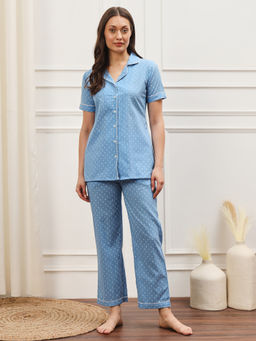 Meeranshi - Blue Night Suits Ethnic Motifs Cotton for Women