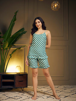 Meeranshi - Green Night Suits Polka Dots Viscose Rayon for Women