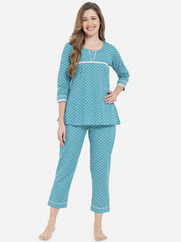 Meeranshi - Blue Night Suits Floral Cotton for Women