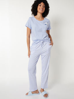max - Women Checked Nightsuit Blue