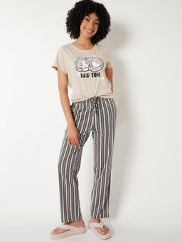 max - Women Printed Nightsuit Beige