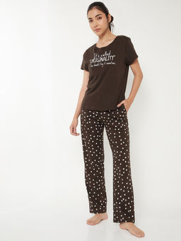 max - Women Printed Nightsuit Brown