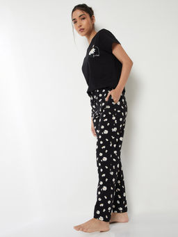 max - Women Floral Print Nightsuit Black