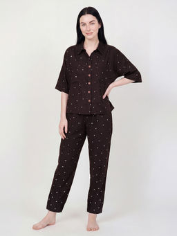 max - Women Printed Nightsuit Brown