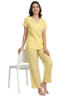Juliet - Womens Soft Cotton Nightsuit Yellow