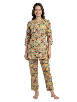 Juliet - Womens Floral Printed Rayon Soft Night Suit Multi-Color