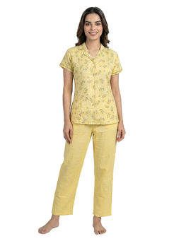 Juliet - Womens Cotton Soft And Breathable Floral Printed Nightsuit Yellow