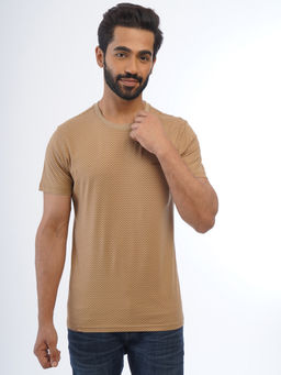 ONE SKY - Khaki Regular Fit Round Neck T-Shirt