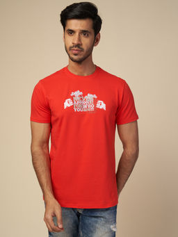 ONE SKY - Red Regular Fit Round Neck T-Shirt