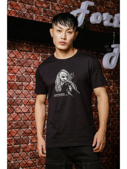 ONE SKY - Black Regular Fit Round Neck T-Shirt